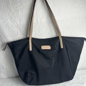 Kate Spade Nylon Tote Bag with Leather Trim in Black